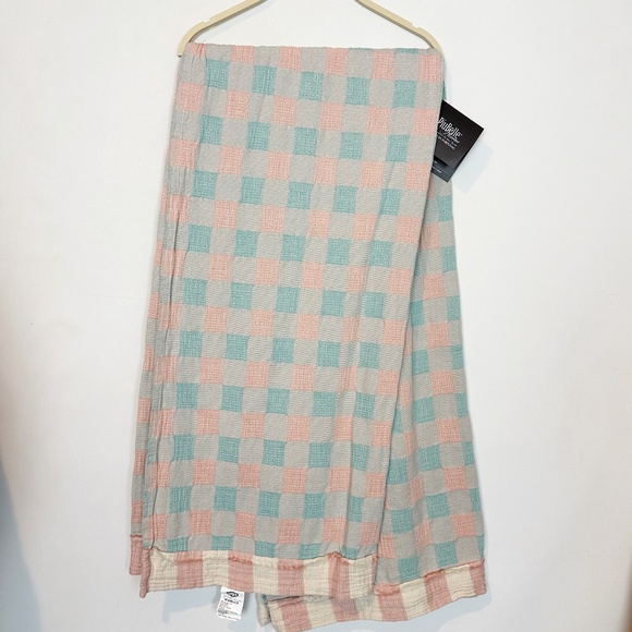 Piubelle Woven Reversible Checked Cotton Throw Blanket - Picture 2 of 8